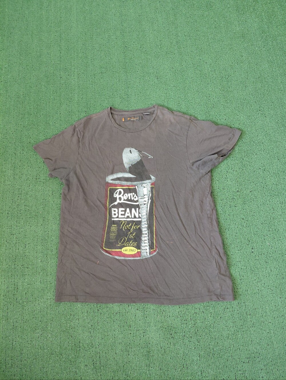 Ben Sherman Ben's Beans Not For 1st Dates Funny Food Gray T Shirt Sz Medium